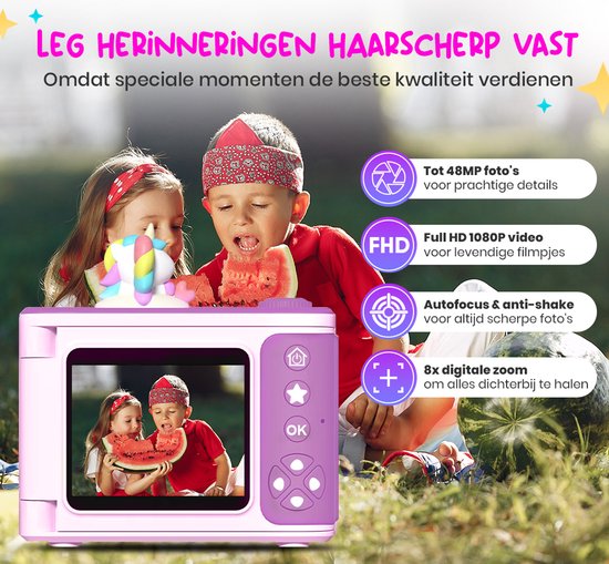 K&L Digitale Kinderkamera Kinder 32GB - Kinder Vlog Kamera - Kinderkameras Digital - Fotokamera Kinder - Kinderkamera