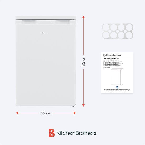 KitchenBrothers Kühlschrank - 127L - Eisfach - Tischmodell - Freistehend - Weiß