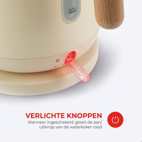 Bourgini Harmony Frühstücksset - Buchenholzelemente - Edelstahl-Wasserkocher mit Toaster