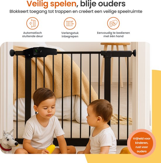 Goliving Treppengitter ohne Bohren - 2 Stück - 75 bis 103 cm - Klemmhalterung - Klemmmodell - Erweiterbar - Metall - Kindergitter - Hundegitter - Schwarz