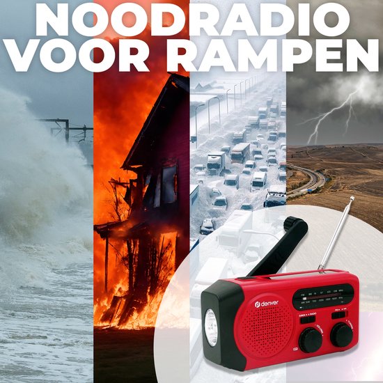 Denver Notfall-Radio - Solar-Powerbank - FM-Radio - Notfall-Kit - Taschenlampe - Wind-up - SOS-Taste - Solar-Powerbank - SCR2010