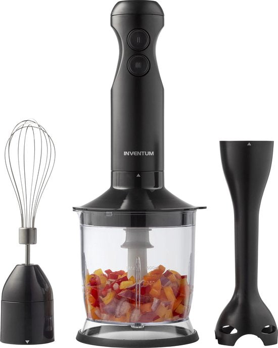Inventum MX350B - Stabmixer-Set - Zerkleinerer - Schneebesen - 350W - 2 Geschwindigkeiten - Schwarz