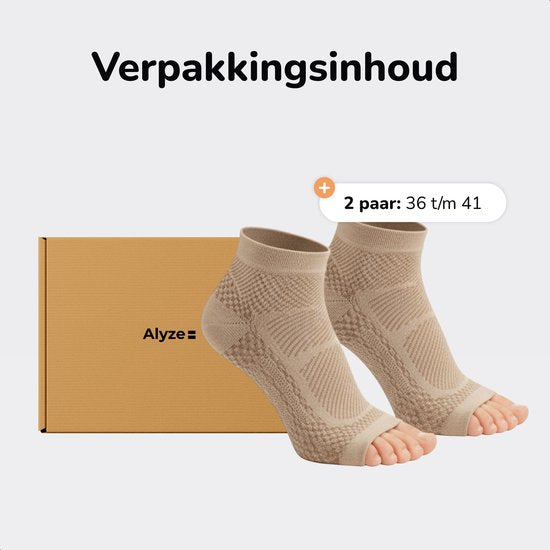 Alyze Compression Socks - 2 Paar - Größe 36-41 - Für Frauen und Männer - Neuropathie - Strümpfe - Medizinische Stützstrümpfe - Diabetes - Bett - Schlaf - Sport - Socken - Durchblutung & Laufen