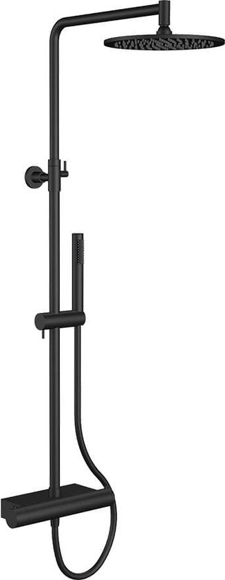 Regn thermostatische Regendusche mit Ablage, mattschwarz