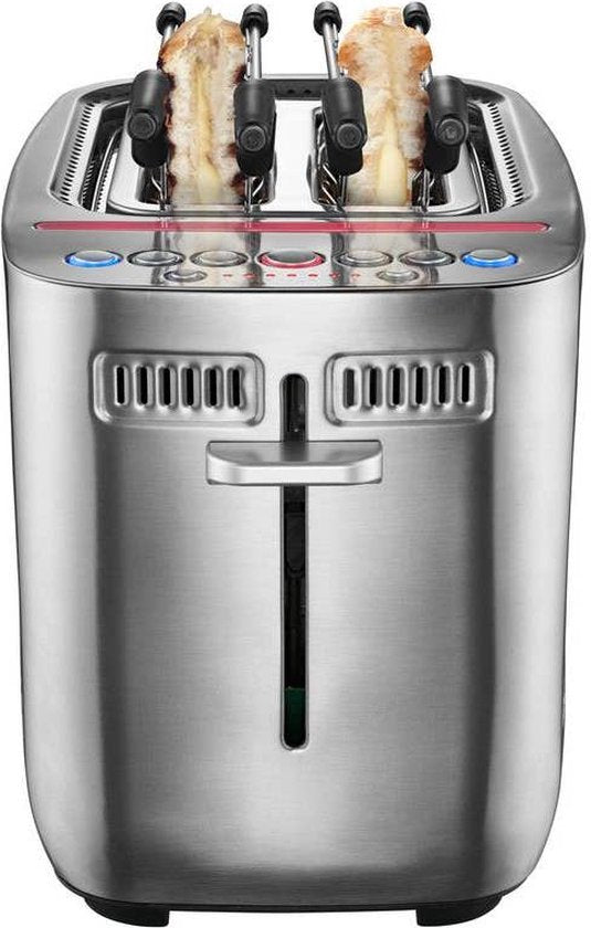 Solis Sandwichtoaster - Mit Sandwich-Zangen & Bagelfunktion - 1635 Watt Leistung - Professioneller 2-Scheiben-Toaster - Edelstahl - Silber