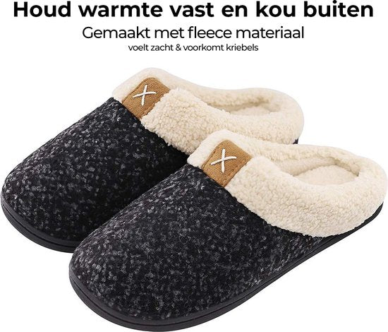 Hausschuhe Damen - Hausschuhe - Größe 38/39 - Schwarz - Rutschfest - Comfeet