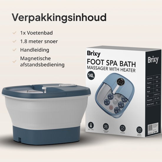 Brixy Foot Bath Automatic Massage - Fußmassagegerät - Elektrisches Fußbad - klappbar - heizt bis zu 48°C - 14L