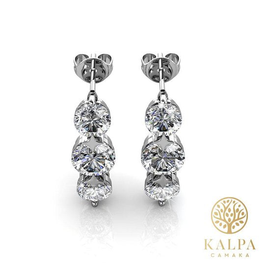 Yolora Damen Ohrringe mit Kalpa Camaka Kristallen - Farbe Silber - 18K Weißgold vergoldet - Geschenkverpackt