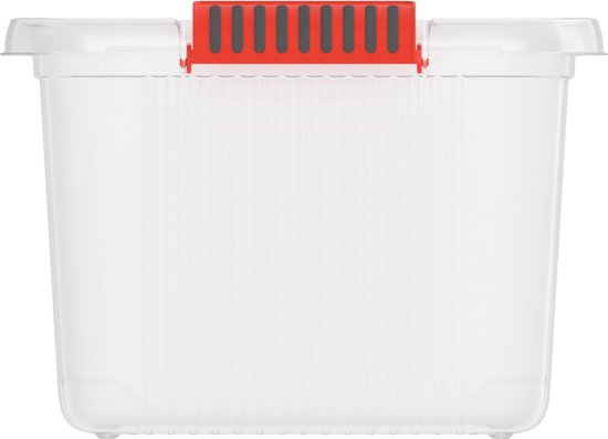 Kis K Latch Box L - Aufbewahrungsbox mit Deckel - 43L - 59x39x28 - Transparent/Orange Clips