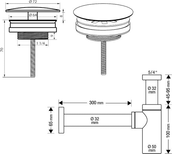 Differnz Helios Waschtischset 37,5 x 18,5 x 9 cm – Waschtisch aus Keramik, weiß – Mit Kaltwasserhahn links/rechts, mattgold – Waschtischset für Toilette – Inkl. Siphon & Always-Open-Ablaufstopfen – Wandmontage