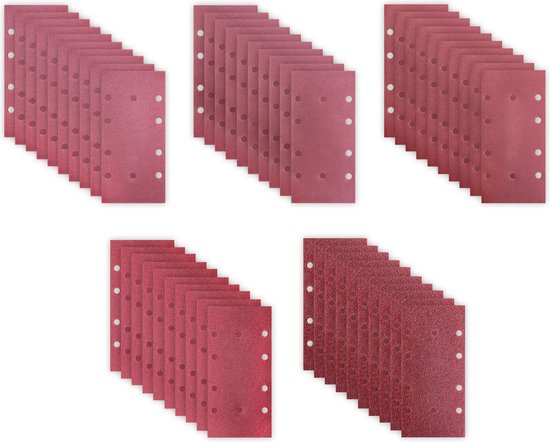 VONROC Schleifpapier-Set 92 x 187mm- 50 Stück - Für Schwingschleifer - Klettbefestigung