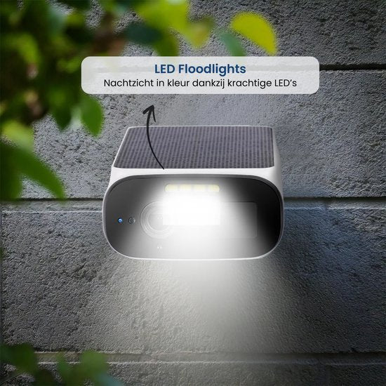 Gologi Solar Premium Outdoor-Sicherheitskamera - 10.400 mAh - 2.5K - Nachtsicht - Bewegungserkennung - Überwachungskamera - Solarpanel - Drahtlos - USB-C - WiFi und App - Weiß