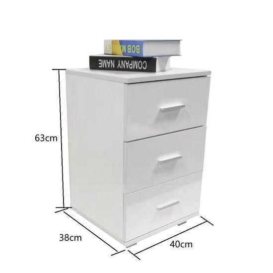 Nachttisch Dielenschrank 3 Schubladen 63 cm hoch weiß