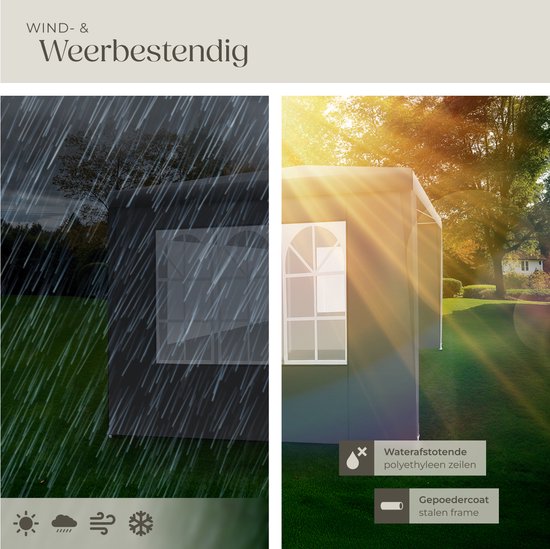 tectake - Pavillon Barinas - Partyzelt 3x3 m - Wasserdichte Plane mit 3 abnehmbaren Seitenwänden - Wetterfester Gartenpavillon - Inklusive Spannleinen und Heringe - Grau