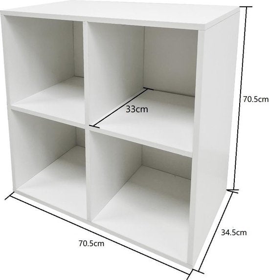 Schallplattenschrank - Aufbewahrung von LP-Schallplatten - Bücherregal - 4 Fächer - weiß