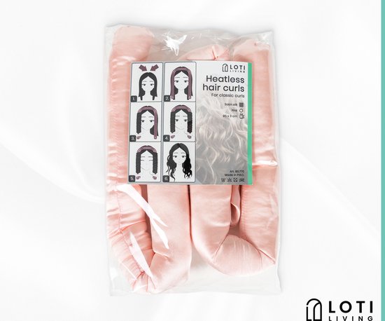 Loti Living Heatless Curls Set - Pink - Hitzefreie Locken ohne Beschädigung - Lockenwickler - Lockenwickler - Locken ohne Hitze - Inklusive 2 Scrunchies