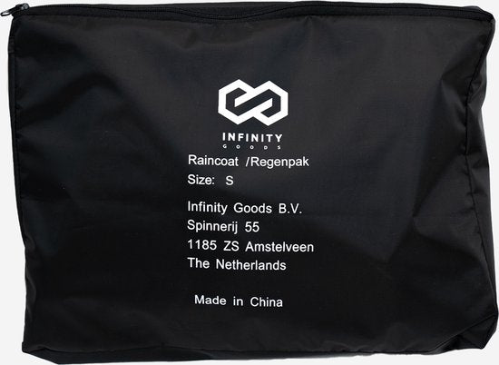 Infinity Goods Regenanzug - Damen & Herren - Größe S - Wasserdicht & Atmungsaktiv - Reflektierend - Schwarz
