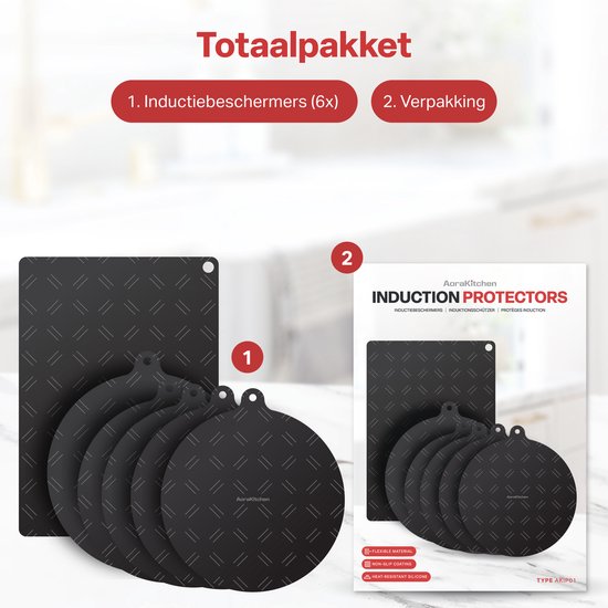 AoraKitchen Induktionsschutz - 6 Stück - bis zu 280 °C - Topflappen - Topflappenschutz - Topflappenschutz