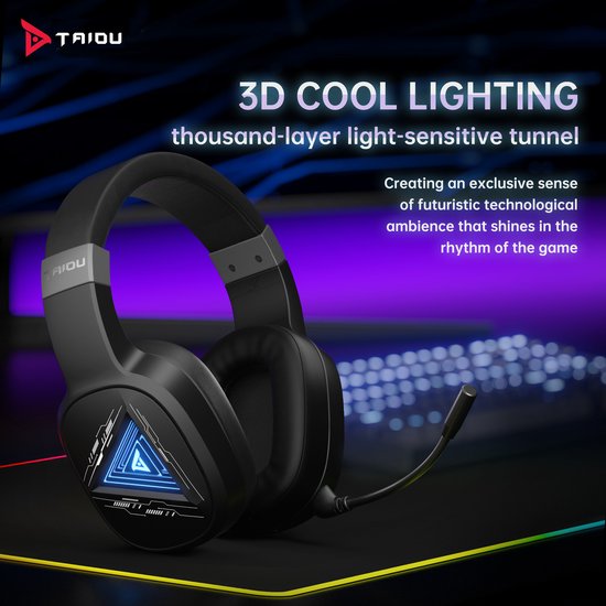 TAIDU THS320Pro - 2.4GHz Wireless Gaming Headset - Bluetooth Headset - mit Mikrofon - Geeignet für PS4/PS5, Nintendo Switch - Multiplattform - Schwarz