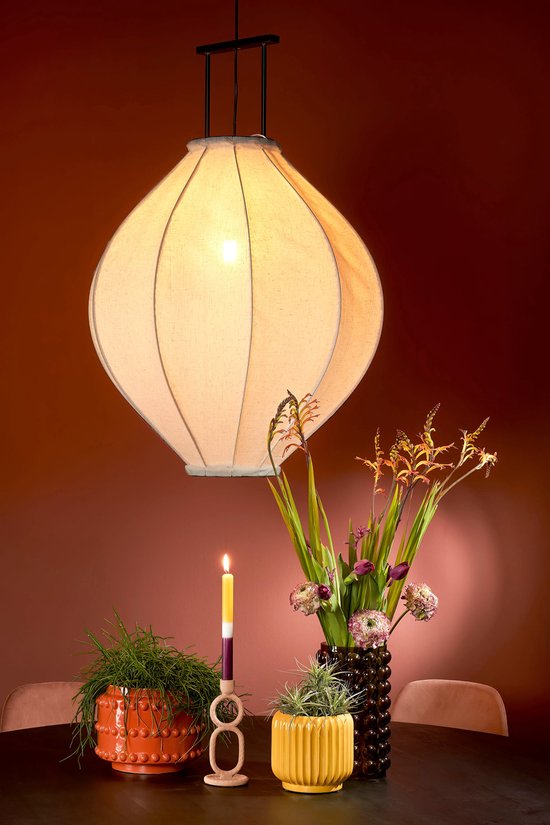 Mica Decorations Pego Pendelleuchte - H94 x Ø70 cm - Leinen - Off White