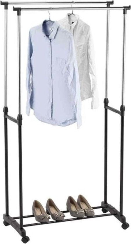 Haushalt Kleiderständer – doppelt – freistehend – Stahl – schwarz – 90/160 cm