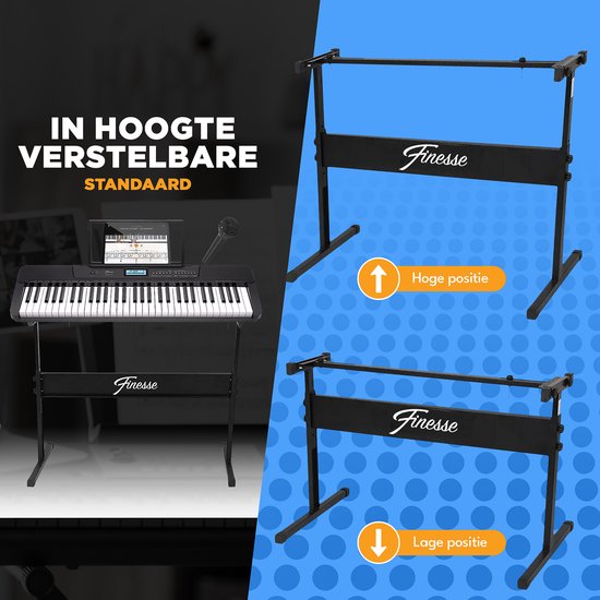 Finesse Keyboard Piano - Ständer & Zubehör - 61 Tasten - MIDI - Electric Piano - Kind
