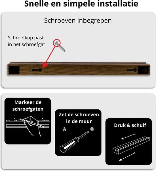 Wand-LP-Halter (3er-Pack) - Plattenhalter - Vinyl-Halterung für die Wand - LP-Regal - hochwertiges dunkles Eschenholz
