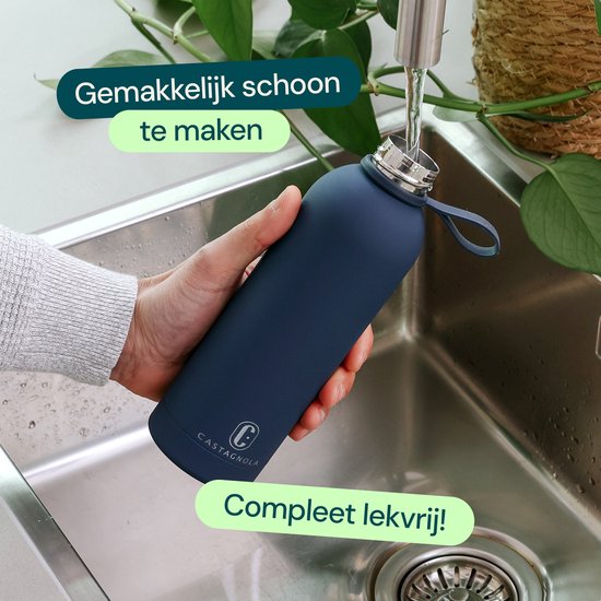 Castagnola Wasserflasche - Edelstahl-Trinkflasche 500 ML - Stahlthermoskanne - Trinkflaschen für Erwachsene - Doppelwandig - Dunkelblau