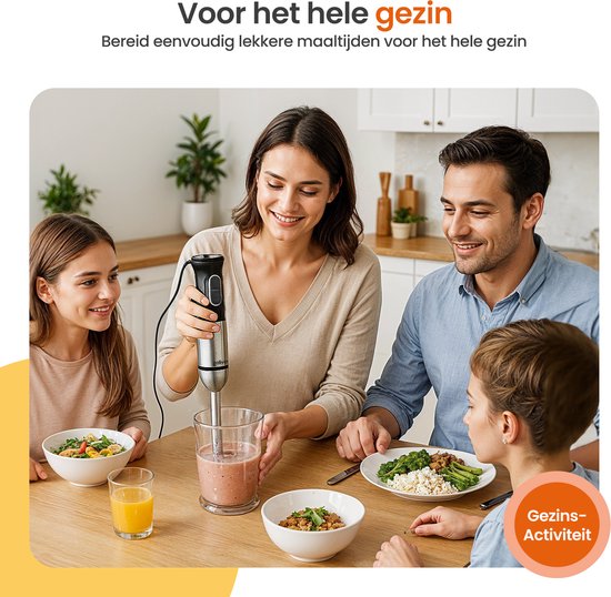 Goliving Stabmixer-Set 5-in-1 - Zerkleinerer - Messbecher - Schneebesen - 1000W - spülmaschinenfestes Zubehör - Edelstahl - Schwarz