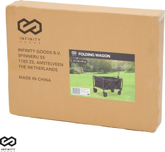 Infinity Güterwagen - faltbar - 100KG Tragfähigkeit - Schwenkbare Räder - 90 x 50 x 75 CM - Verstellbar - Schwarz