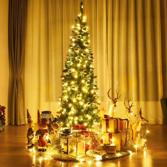 Coast Weihnachtsbaum in Bleistiftform mit warmweißen LED-Lichtern und Metallsockel & - 200cm