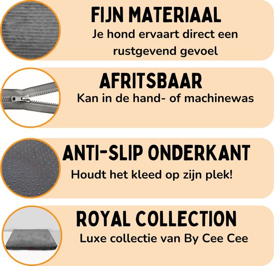 By Cee Cee Orthopädisches Hundekissen - Orthopädischer Hundekorb - Royal Collection Hundebett - Gerippter Stoff - Grau - 100x70 - Schaumstoffblase