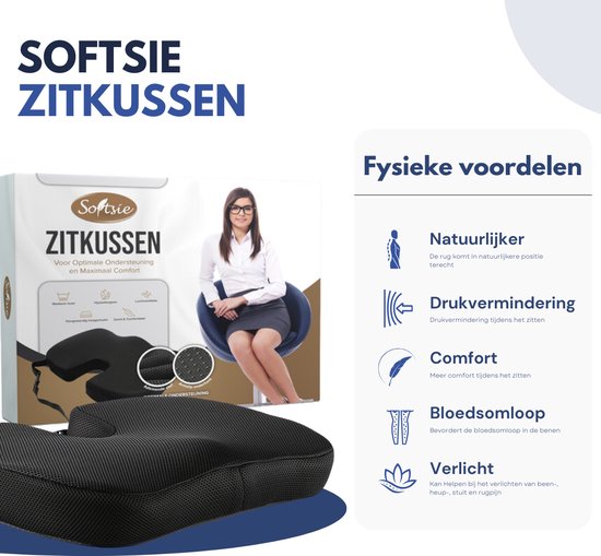 Softsie Sitzkissen Orthopädische und ergonomische - Bounce Kissen - Sitzkissen - Keilkissen - Auto - Sitzkissen