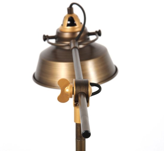 Industrielle Tischlampe „Nove 1321BR“ aus Bronze von Mexlite, 67 cm hoch, mit E27-Fassung und schwenk- und neigbarem Design, ideal für den Innenbereich