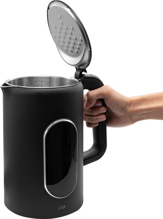 JAP Appliances Aquanova - Wasserkocher (1,7 Liter) mit Temperaturregelung - Warmhaltefunktion - 40°C für Babynahrung - Schwarz