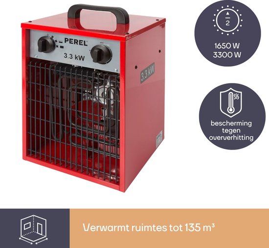Perel Heizlüfter, für den Innenbereich, 2 Heizstufen, 3300 W