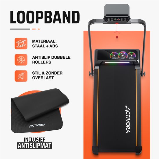 Laufband mit automatischer Steigung (8 %) – Automatische Steigung – Inklusive Anti-Rutsch-Matte und App – LED-Display – 1 bis 12 km/h – Zusammenklappbar – Walking-Pad – 8 % automatische Steigungsfunktion – Laufbänder für zu Hause – Walking-Band – Heimtrai
