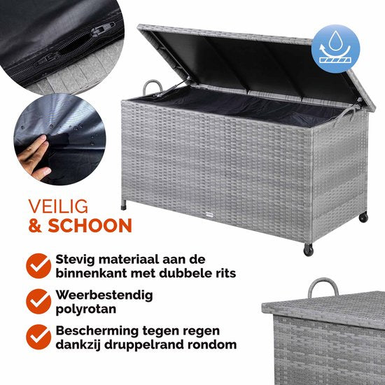 Casaria Aufbewahrungsbox - Wetterfest 122x56x61cm 420L - Grau