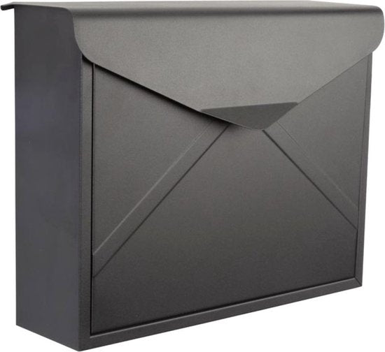 Perel Briefkasten Verona, Wand- und Pfostenmontage, inkl. 2 Schlüssel, Maße (H x B x T) 38 x 29 x 11,5 cm, mattschwarz