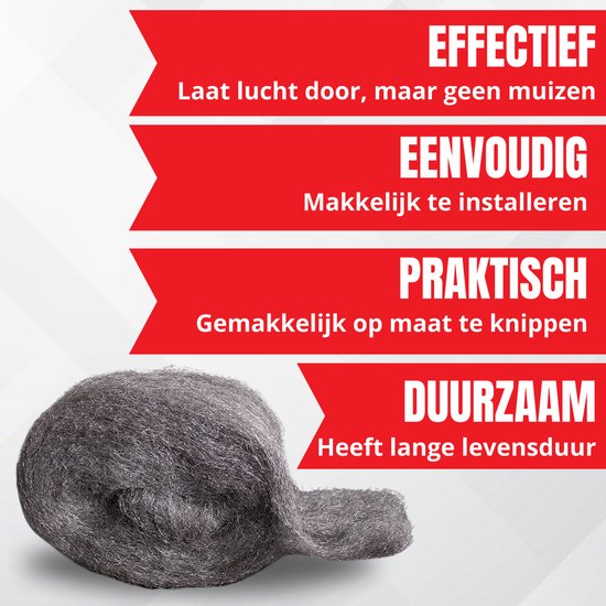 Steelwool Premium Mäuse Stahlwolle für Abwehr - 3,5 Meter - 210 Gramm - Inkl. Schere