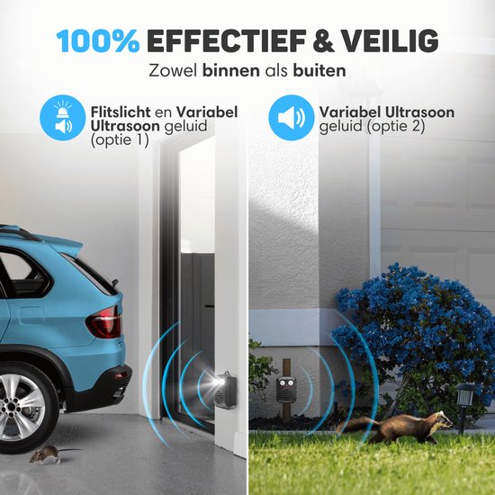 Vulpes Goods® Repellent Marder Repellent PRO V3 - Schädlingsabwehr - Steinmarderabwehr für den Außenbereich - 100% wasserdicht - kabellos & wiederaufladbar - 2 Stück