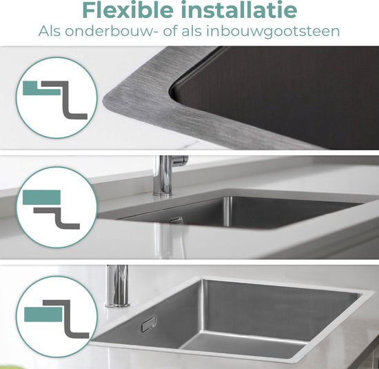 Mizzo Quadro Spüle 50X40CM - Große Küchenspüle - Unterbau / Flush-mount / Versenkt - Edelstahlspüle