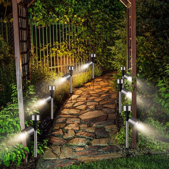 Monzana 6er Set LED Solar - Gartenleuchte - Edelstahl