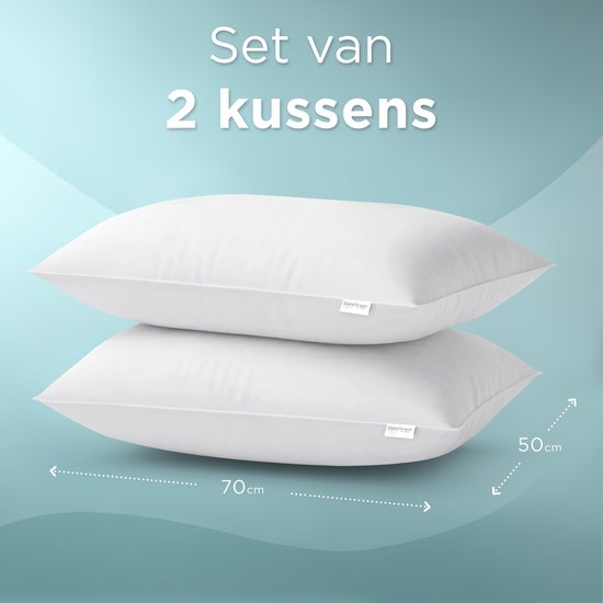CozySense® Kopfkissen - 2er Set - 50x70 CM - Atmungsaktives Schlafkissen mit weichem Mikrofaserbezug - Hotelkissen - Kopfkissen - für Seiten-, Bauch- und Rückenschläfer