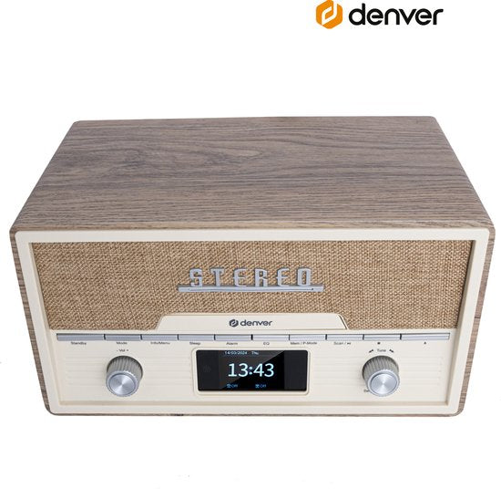 Denver Radio - DAB/CD-Player - Bluetooth - 20 Speicherplätze - FM / AUX - Holz