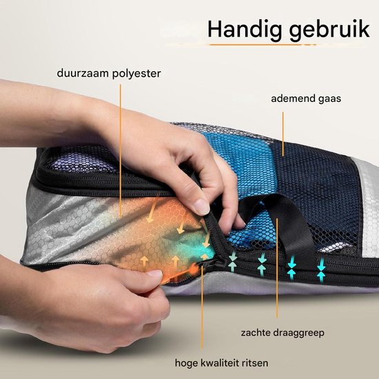 LOONARA Reisepackwürfel 7er-Set - mit Kompression für Koffer und Rucksack inkl. Packsack, Alpine Slate - Grau