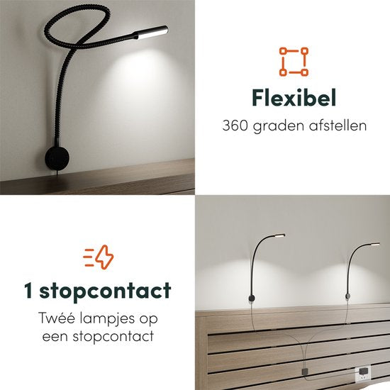 Nolt Leselampe für das Bett - Nachtlicht dimmbar - 2 Bettlampen - Bettlampe für das Schlafzimmer - Leselampen für das Kopfteil - Leselampe für Erwachsene