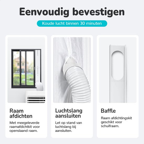Bloomfold Mobile Air Conditioner - 9.000 BTU - 4-in-1 - Klimaanlage mit Fensterdichtungs-Kits - Schlafzimmer-Klimaanlage - Wohnzimmer-Klimaanlage - kühlt bis zu 25m²