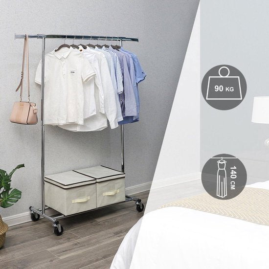 O'DADDY® Kleiderständer auf Rädern - Metall - stabil bis zu 90kg