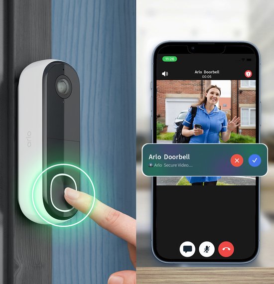 Arlo Pro 5 & Essential 2K(+) Sicherheitsset - 1 Außenkamera und 1 Türklingel - 1 IP-Kamera & 1 Türklingel